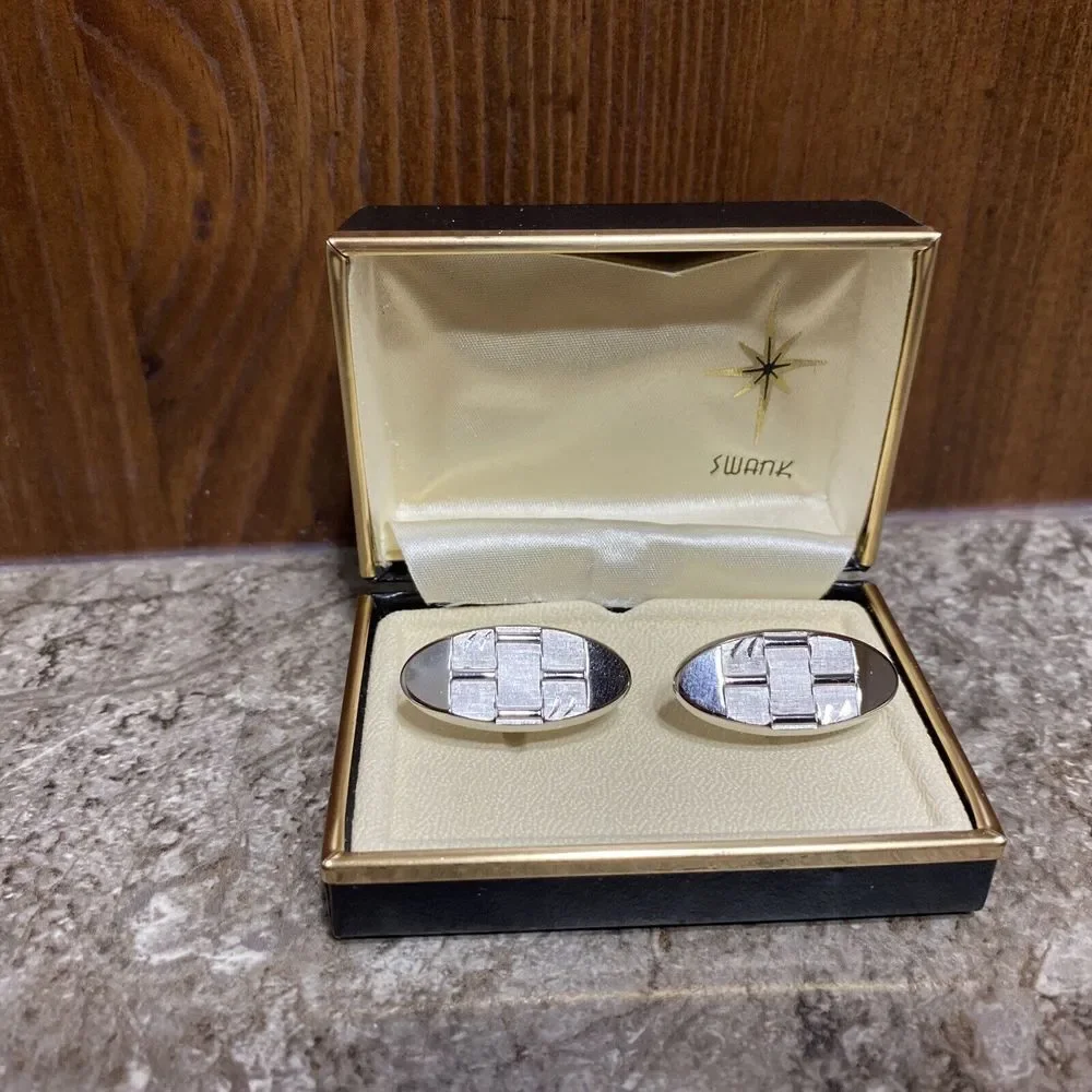 Vintage Swank Silver Color Cufflinks‎ With Box